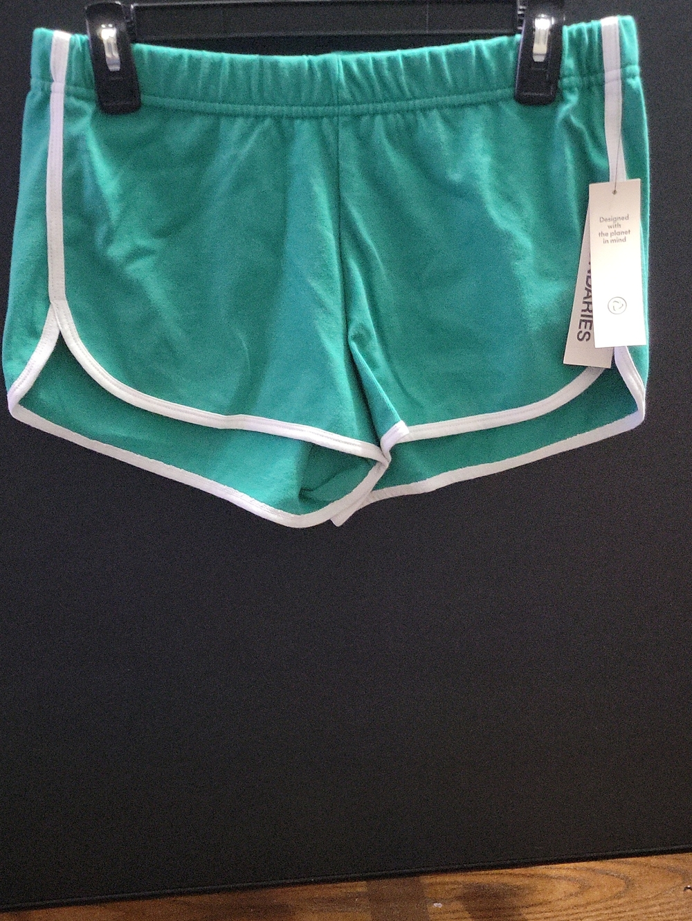 Green Women's Athletic Shorts with White Trim.  T20